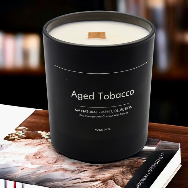 Aged Tobacco Candle, Premium Organic Candle, 10oz